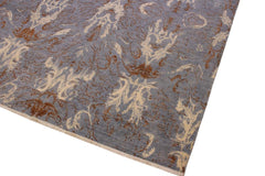 handmade Modern Kafkaz Blue Ivory Hand Knotted RECTANGLE 100% WOOL area rug 9 x 12