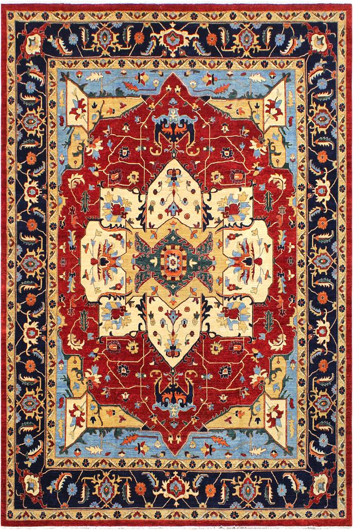 handmade Traditional Kafkaz Red Blue Hand Knotted RECTANGLE 100% WOOL area rug 12 x 14