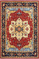 handmade Traditional Kafkaz Red Blue Hand Knotted RECTANGLE 100% WOOL area rug 12 x 14