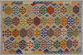 handmade Geometric Kilim Gray Blue Hand-Woven RECTANGLE 100% WOOL area rug 5 x 7