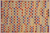 handmade Modern Kilim Beige Blue Hand-Woven RECTANGLE 100% WOOL area rug 3x5