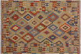 handmade Geometric Kilim Tan Brown Hand-Woven RECTANGLE 100% WOOL area rug 5 x 7