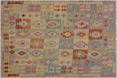 handmade Geometric Kilim Gray Pink Hand-Woven RECTANGLE 100% WOOL area rug 5 x 7