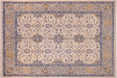 handmade Transitional Kafkaz Ivory Gray Hand Knotted RECTANGLE 100% WOOL area rug 9' x 11'