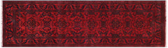 handmade Tribal Biljik Khal Mohammadi Drk. Red Black Hand Knotted RUNNER 100% WOOL Runner 3x10