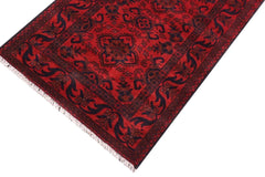 handmade Tribal Biljik Khal Mohammadi Drk. Red Black Hand Knotted RUNNER 100% WOOL Runner 3x10
