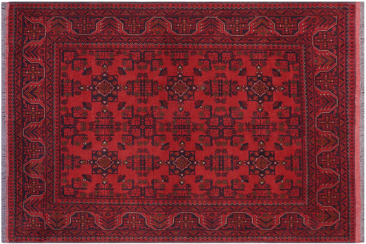 handmade Tribal Biljik Khal Mohammadi Red Blue Hand Knotted RECTANGLE 100% WOOL area rug 5x6