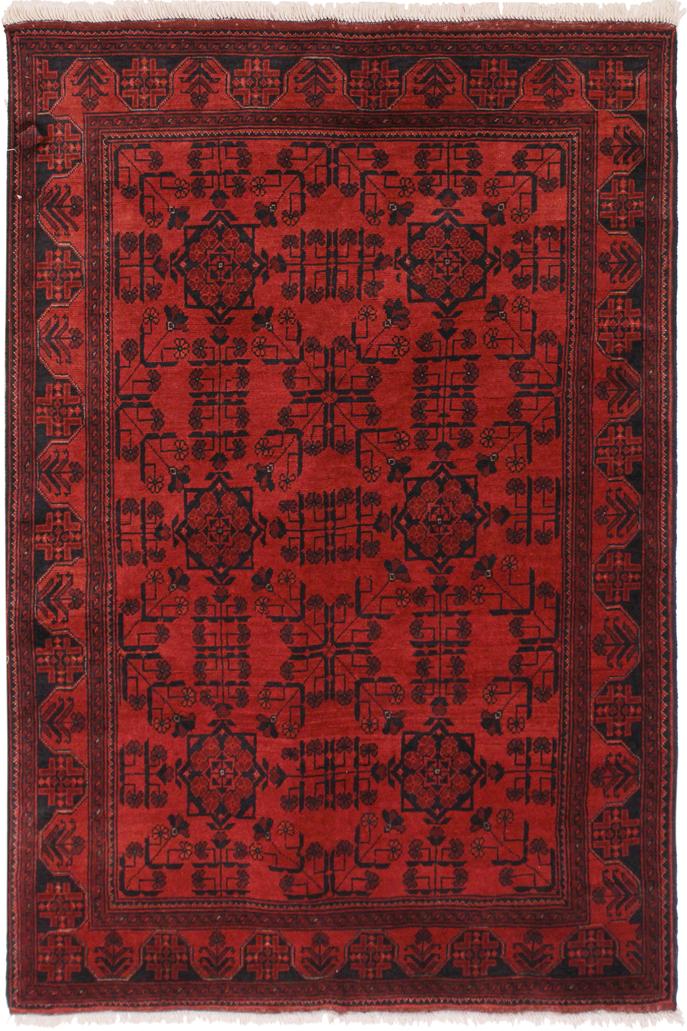 handmade Tribal Biljik Khal Mohammadi Drk. Red Black Hand Knotted RECTANGLE 100% WOOL area rug 4x6