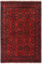 handmade Tribal Biljik Khal Mohammadi Drk. Red Black Hand Knotted RECTANGLE 100% WOOL area rug 4x6