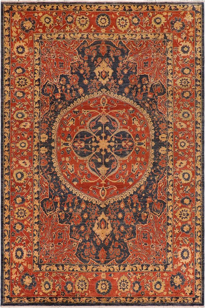 handmade Traditional Kafkaz Blue Rust Hand Knotted RECTANGLE 100% WOOL area rug 10 x 14