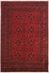 handmade Tribal Biljik Khal Mohammadi Drk. Red Black Hand Knotted RECTANGLE 100% WOOL area rug 6x8