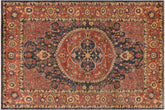 handmade Traditional Kafkaz Blue Rust Hand Knotted RECTANGLE 100% WOOL area rug 10' x 14'