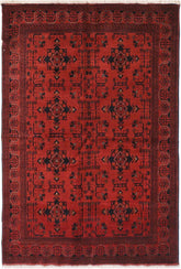 handmade Tribal Biljik Khal Mohammadi Drk. Red Black Hand Knotted RECTANGLE 100% WOOL area rug 4x6