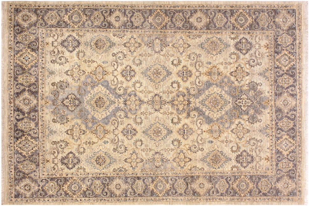 handmade Traditional Kafkaz Lt. Blue Drk. Gray Hand Knotted RECTANGLE 100% WOOL area rug 6x7