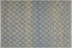handmade Modern Kilim Lt. Blue Black Hand-Woven RECTANGLE 100% WOOL area rug 8' x 10'
