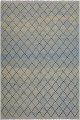 Flat Weave Kilim Antique Navaho Vintage handmade Modern Kilim Lt. Blue Black Hand-Woven Rectangle 100% Wool Area Rug 8x10