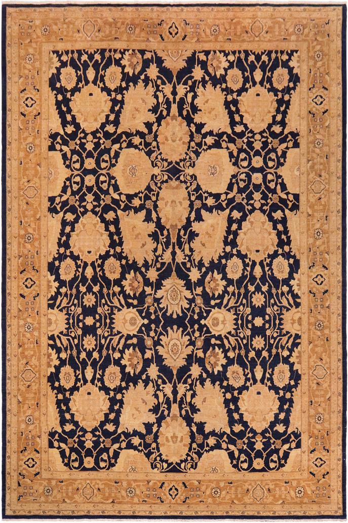 handmade Traditional Kafkaz Blue Brown Hand Knotted RECTANGLE 100% WOOL area rug 10 x 13