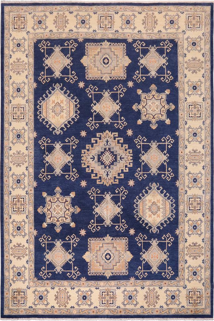handmade Traditional Kafkaz Blue Beige Hand Knotted RECTANGLE 100% WOOL area rug 10 x 13