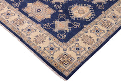 handmade Traditional Kafkaz Blue Beige Hand Knotted RECTANGLE 100% WOOL area rug 10 x 13