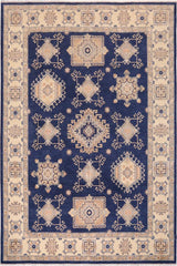 handmade Traditional Kafkaz Blue Beige Hand Knotted RECTANGLE 100% WOOL area rug 10 x 13
