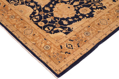 handmade Traditional Kafkaz Blue Brown Hand Knotted RECTANGLE 100% WOOL area rug 10 x 13