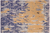 handmade Modern Kafkaz Blue Beige Hand Knotted RECTANGLE WOOL&SILK area rug 8' x 10'
