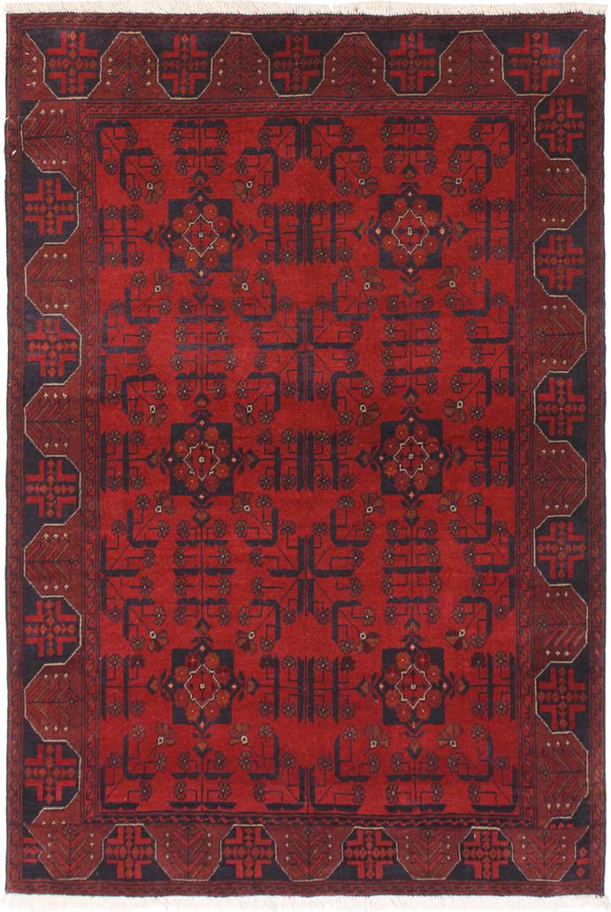 handmade Tribal Biljik Khal Mohammadi Drk. Red Black Hand Knotted RECTANGLE 100% WOOL area rug 4x6