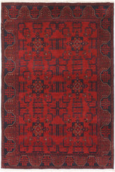 handmade Tribal Biljik Khal Mohammadi Drk. Red Black Hand Knotted RECTANGLE 100% WOOL area rug 4x6