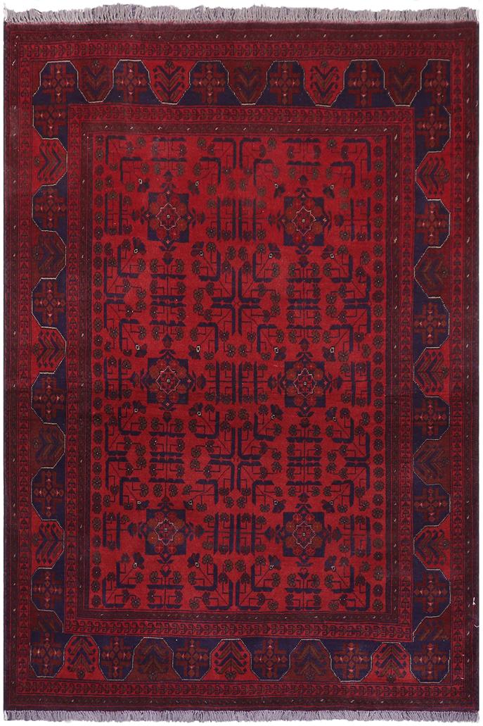 handmade Tribal Biljik Khal Mohammadi Red Blue Hand Knotted RECTANGLE 100% WOOL area rug 5x6