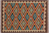 handmade Geometric Kilim Beige Brown Hand-Woven RECTANGLE 100% WOOL area rug 3 x 5