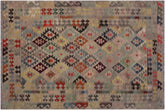 handmade Geometric Kilim Gray Pink Hand-Woven RECTANGLE 100% WOOL area rug 6 x 8