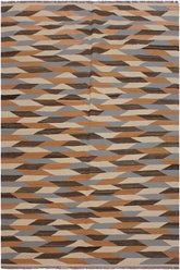 Flat Weave Kilim Antique Navaho Vintage handmade Modern Kilim Ivory Gray Hand-Woven Rectangle 100% Wool Area Rug 5x7