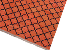 Flat Weave Kilim Antique Navaho Vintage handmade Modern Kilim Orange Blue Hand-Woven Rectangle 100% Wool Area Rug 5x7