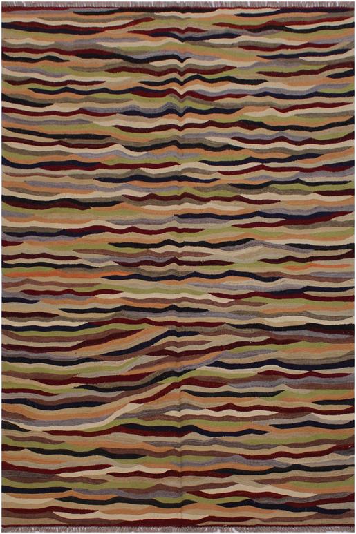 Flat Weave Kilim Antique Navaho Vintage handmade Modern Kilim Beige Red Hand-Woven Rectangle 100% Wool Area Rug 5x7