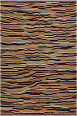 Flat Weave Kilim Antique Navaho Vintage handmade Modern Kilim Beige Red Hand-Woven Rectangle 100% Wool Area Rug 5x7