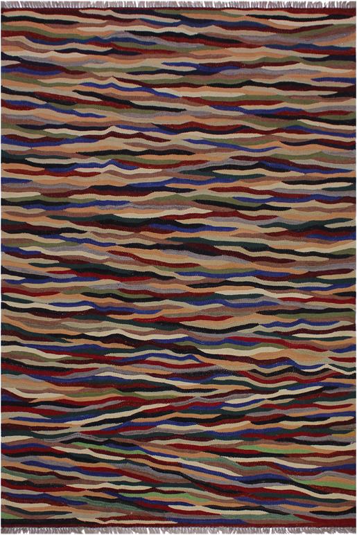 Flat Weave Kilim Antique Navaho Vintage handmade Modern Kilim Red Ivory Hand-Woven Rectangle 100% Wool Area Rug 5x7