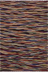 Flat Weave Kilim Antique Navaho Vintage handmade Modern Kilim Red Ivory Hand-Woven Rectangle 100% Wool Area Rug 5x7