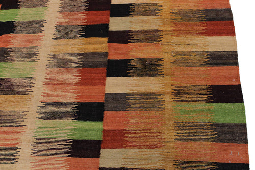 handmade Modern Kilim Rust Gold Hand-Woven RECTANGLE 100% WOOL area rug 6x8