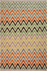 Flat Weave Kilim Antique Navaho Vintage handmade Modern Kilim Ivory Black Hand-Woven Rectangle 100% Wool Area Rug 9x11