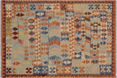 handmade Geometric Kilim Rust Tan Hand-Woven RECTANGLE 100% WOOL area rug 5 x 7