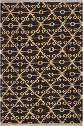 Flat Weave Kilim Antique Navaho Vintage handmade Modern Kilim Brown Black Hand-Woven Rectangle 100% Wool Area Rug 7x10