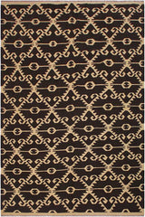 Flat Weave Kilim Antique Navaho Vintage handmade Modern Kilim Brown Black Hand-Woven Rectangle 100% Wool Area Rug 7x10