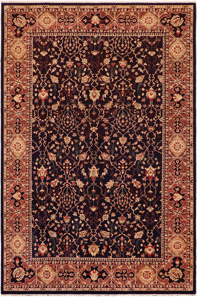 handmade Transitional Kafkaz Blue Brown Hand Knotted RECTANGLE 100% WOOL area rug 10 x 14