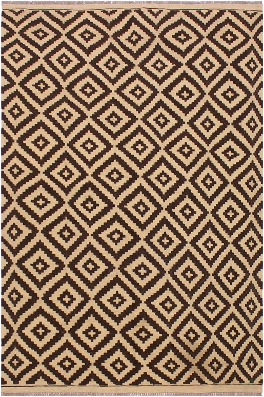 Flat Weave Kilim Antique Navaho Vintage handmade Modern Kilim Beige Brown Hand-Woven Rectangle 100% Wool Area Rug 4x7