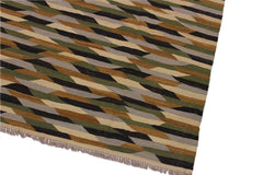 Flat Weave Kilim Antique Navaho Vintage handmade Modern Kilim Beige Green Hand-Woven Rectangle 100% Wool Area Rug 6x8