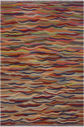 Flat Weave Kilim Antique Navaho Vintage handmade Modern Kilim Red Blue Hand-Woven Rectangle 100% Wool Area Rug 5x7