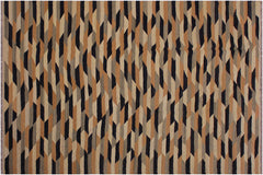 handmade Modern Kilim Tan Black Hand-Woven RECTANGLE 100% WOOL area rug 6x8