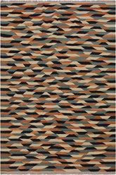 Flat Weave Kilim Antique Navaho Vintage handmade Modern Kilim Ivory Drk. Blue Hand-Woven Rectangle 100% Wool Area Rug 6x8