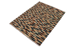 handmade Modern Kilim Ivory Drk. Blue Hand-Woven RECTANGLE 100% WOOL area rug 6x8