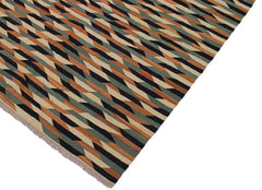 Flat Weave Kilim Antique Navaho Vintage handmade Modern Kilim Ivory Drk. Blue Hand-Woven Rectangle 100% Wool Area Rug 6x8